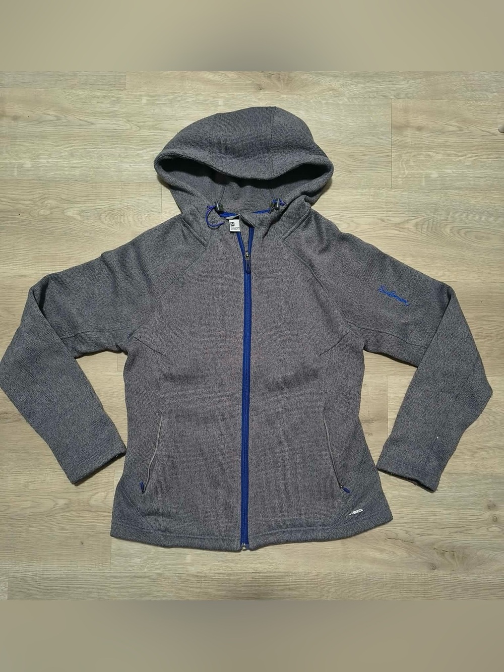 Salomon Grey Hoodie Jacket with Blue Zipper